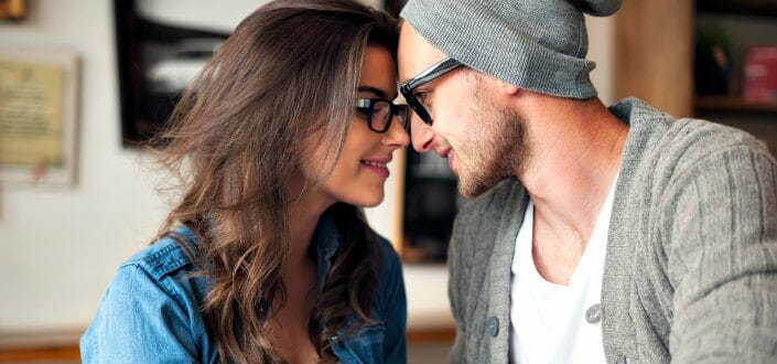 Couple in love at the café