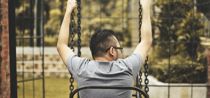 Man Sitting on a Swing