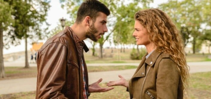 Man and Woman Arguing on the Park
