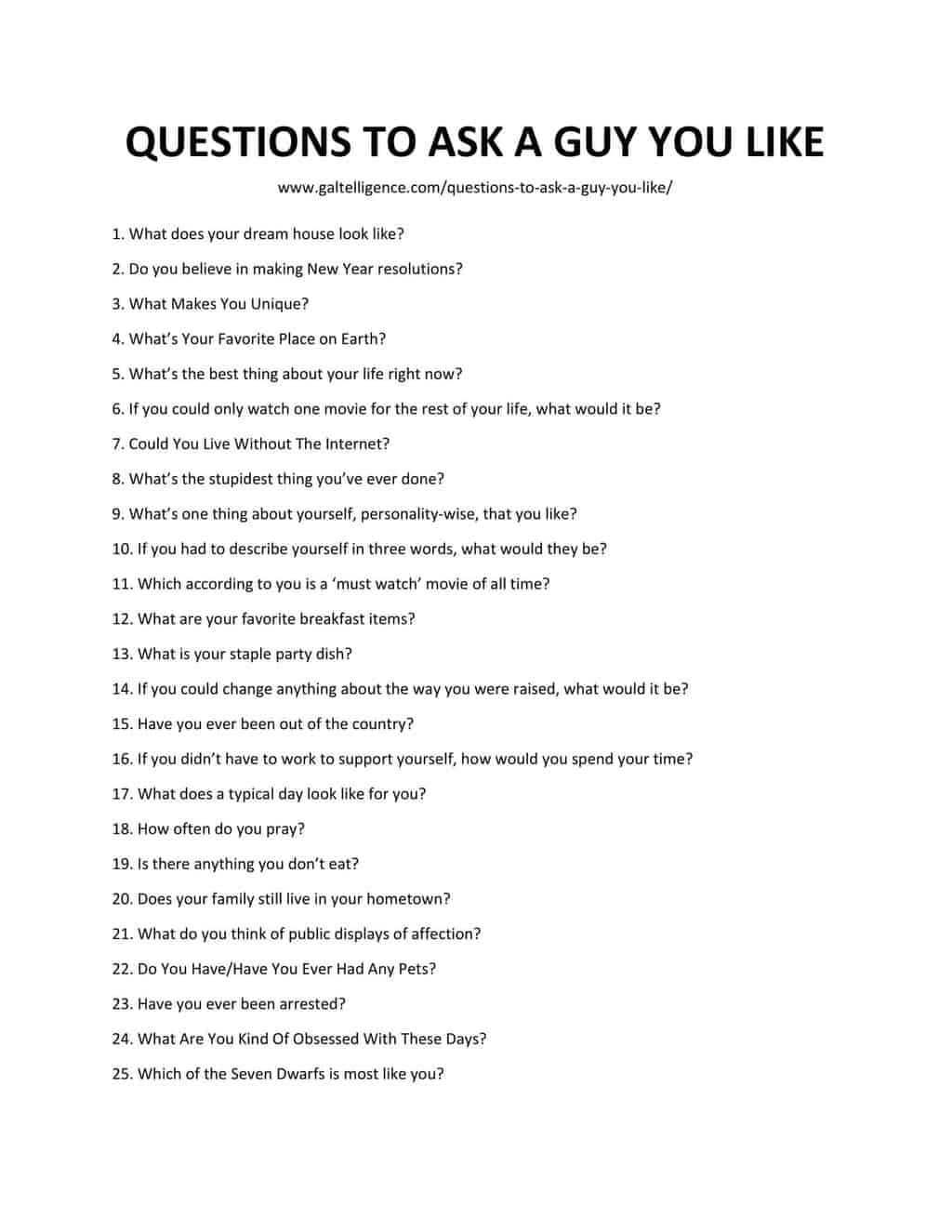 Downloadable and printable list