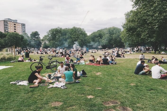 group of people having picnic