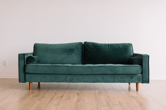 Green velvet couch