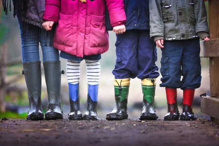 kids showing their boots