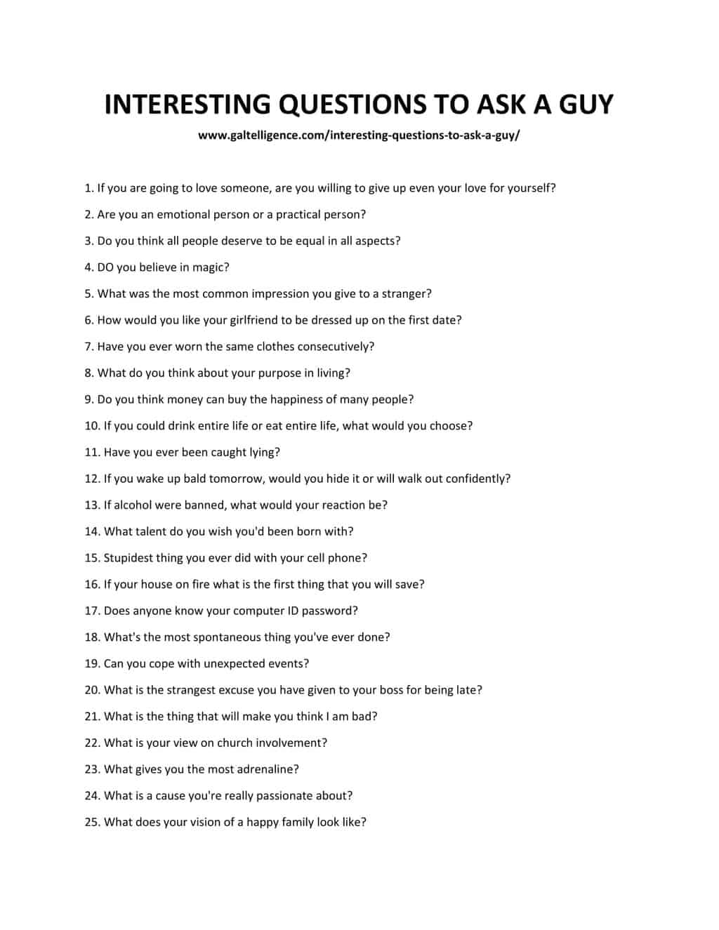 Downloadable and Printable list