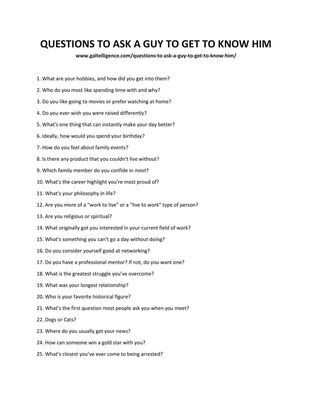 list of questions