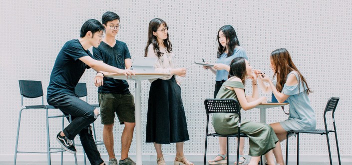 Group of people having a conversation