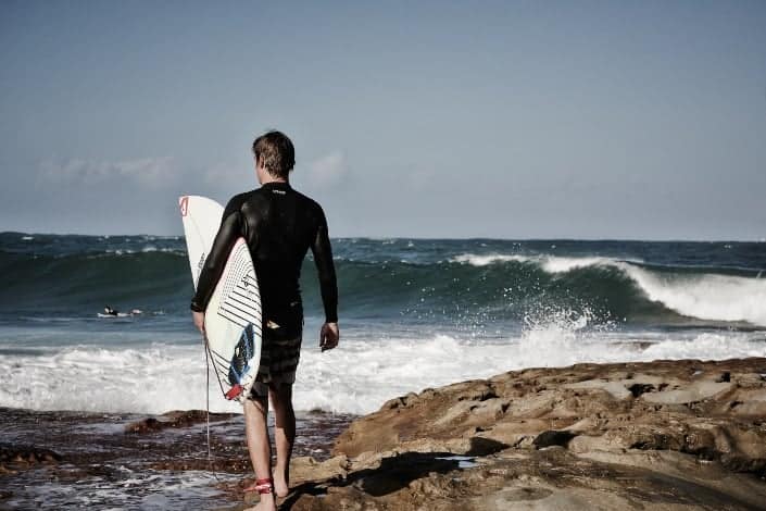 Surfer preparing to hit the waves