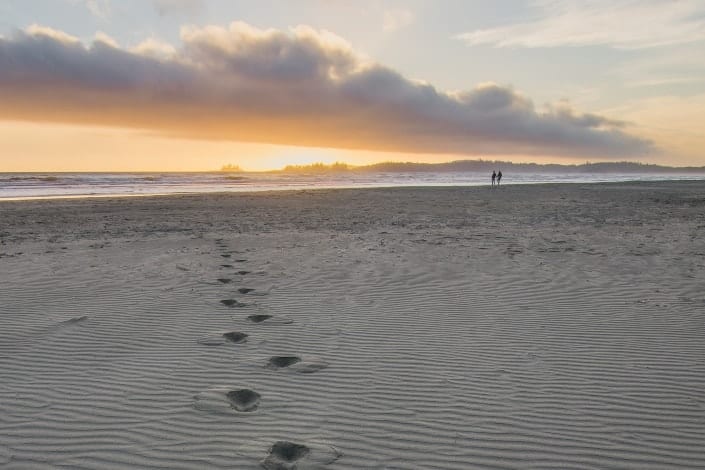 Footprints on sand.
