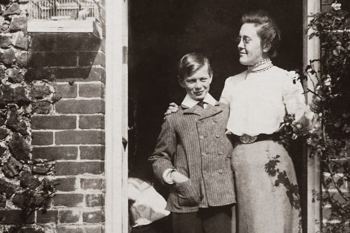 Vintage shot of mom and son. 