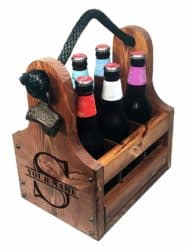 wooden beer bottle caddy