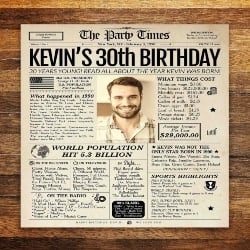 Anniversary Gifts for Boyfriends that can be Birthday gifts - 30th Birthday Newspaper Poster Sign (1)