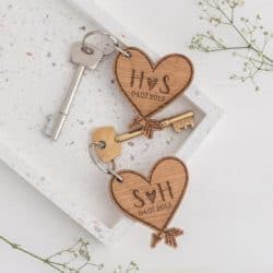  Wooden Heart Keychains 