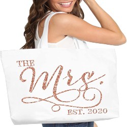 Woman wearing a Bride Totebag 