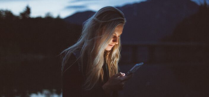 Woman checking on her phone