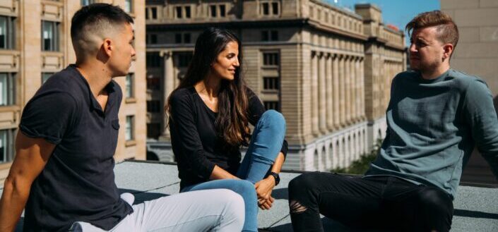 Friends hanging out on the roof top