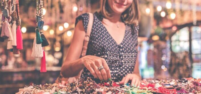 Woman Picking an Accessory