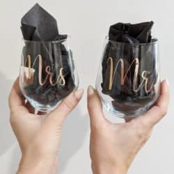 Mr and Mrs Stemless Wine Glass Set