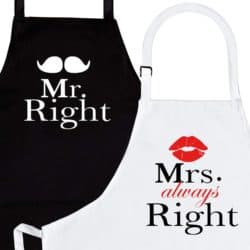 Mr. Right and Mrs. Always Right 2-Piece Kitchen Apron Set