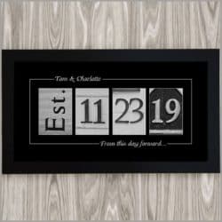 black and white Wedding Date Sign