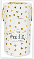 white and gold polka dotted Wedding Time Capsule