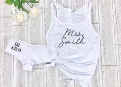 pair of white intimate honeymoon outfit