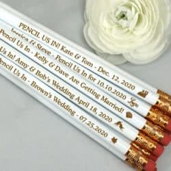 personalized bridal shower favors - Engraved Personalized White Pencils
