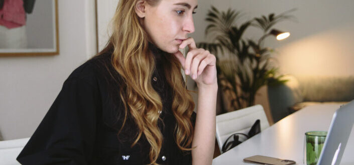 woman using laptop