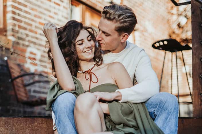 young couple caressing