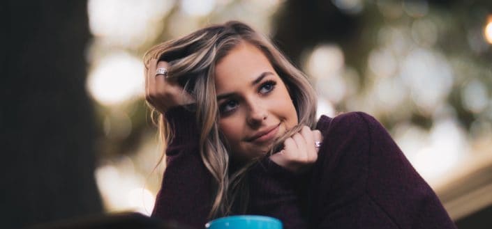 Woman smiling while smiling