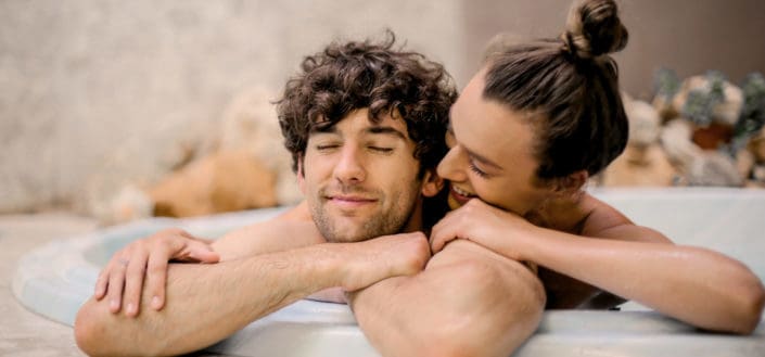 couple taking a bath together