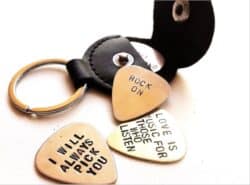 Custom Guitar Pick Holder Leather Key Chain