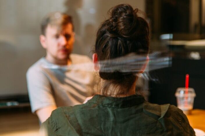 Couple, chilling over a cold, sweet beverage.