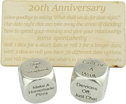 20th anniversary gifts for husband - Metal Date Night Dice