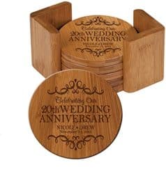 20th anniversary gifts for husband - Personalized Bamboo Coasters