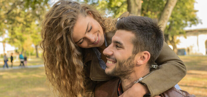 Couple having fun outside