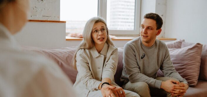 Couple having a deep conversation.