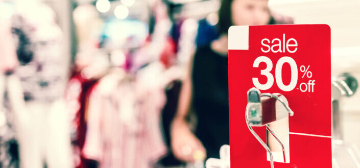 read sale tag that reads 30% off