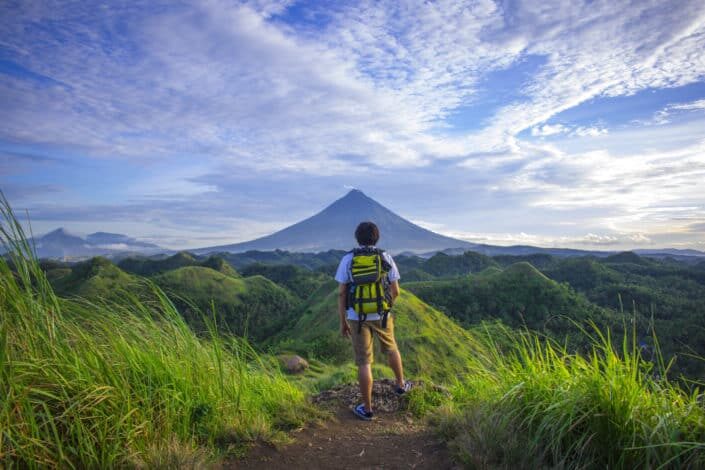 man enjoying the view of nature