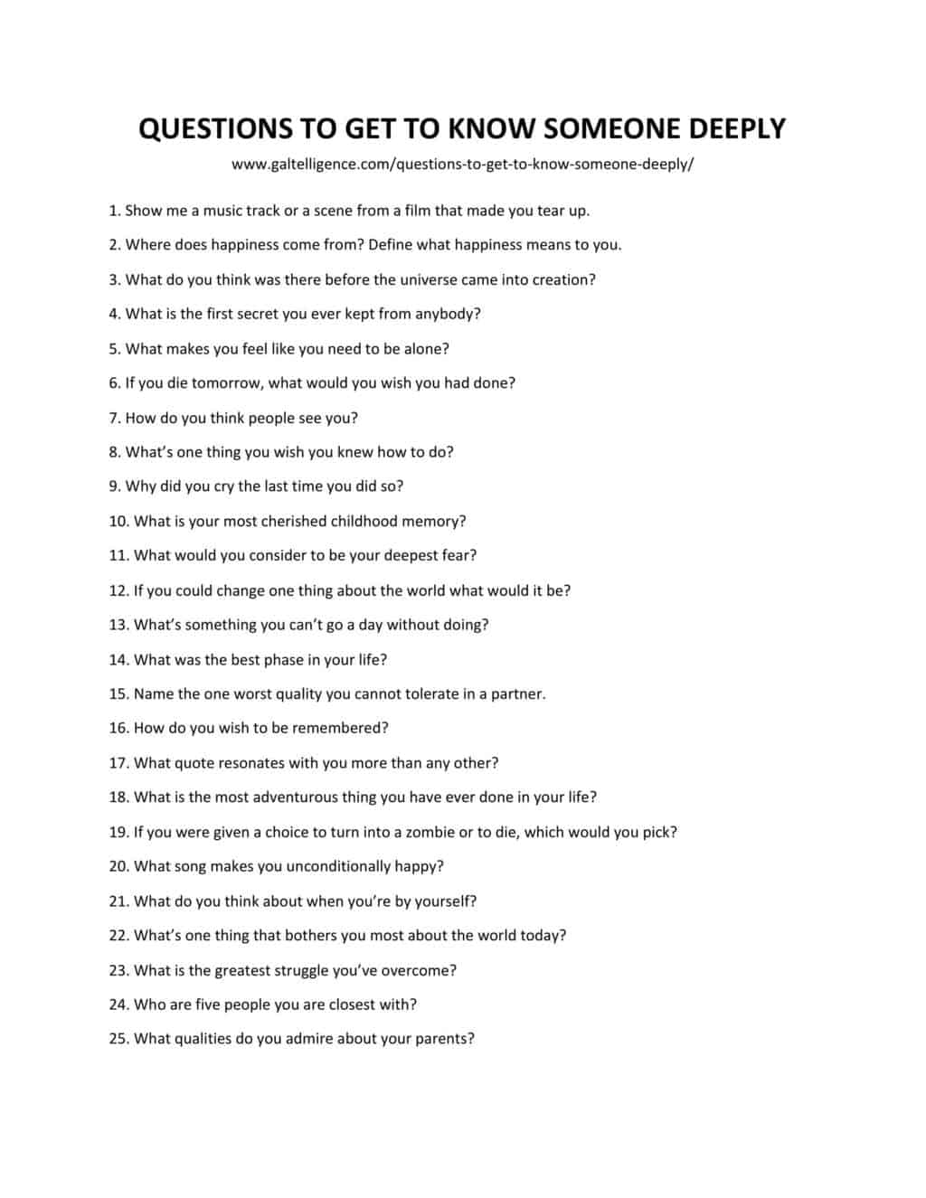 Downloadable and printable list of questions to get to know someone deeply as jpg or pdf