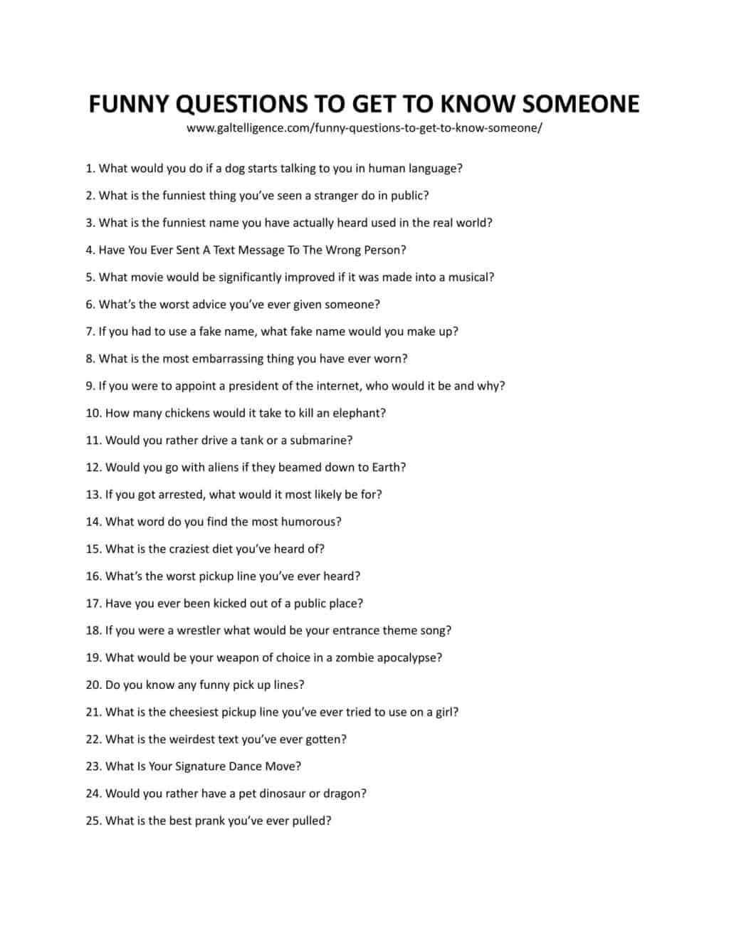 Downloadable and Printable List of Funny Questions To Get To Know Someone
