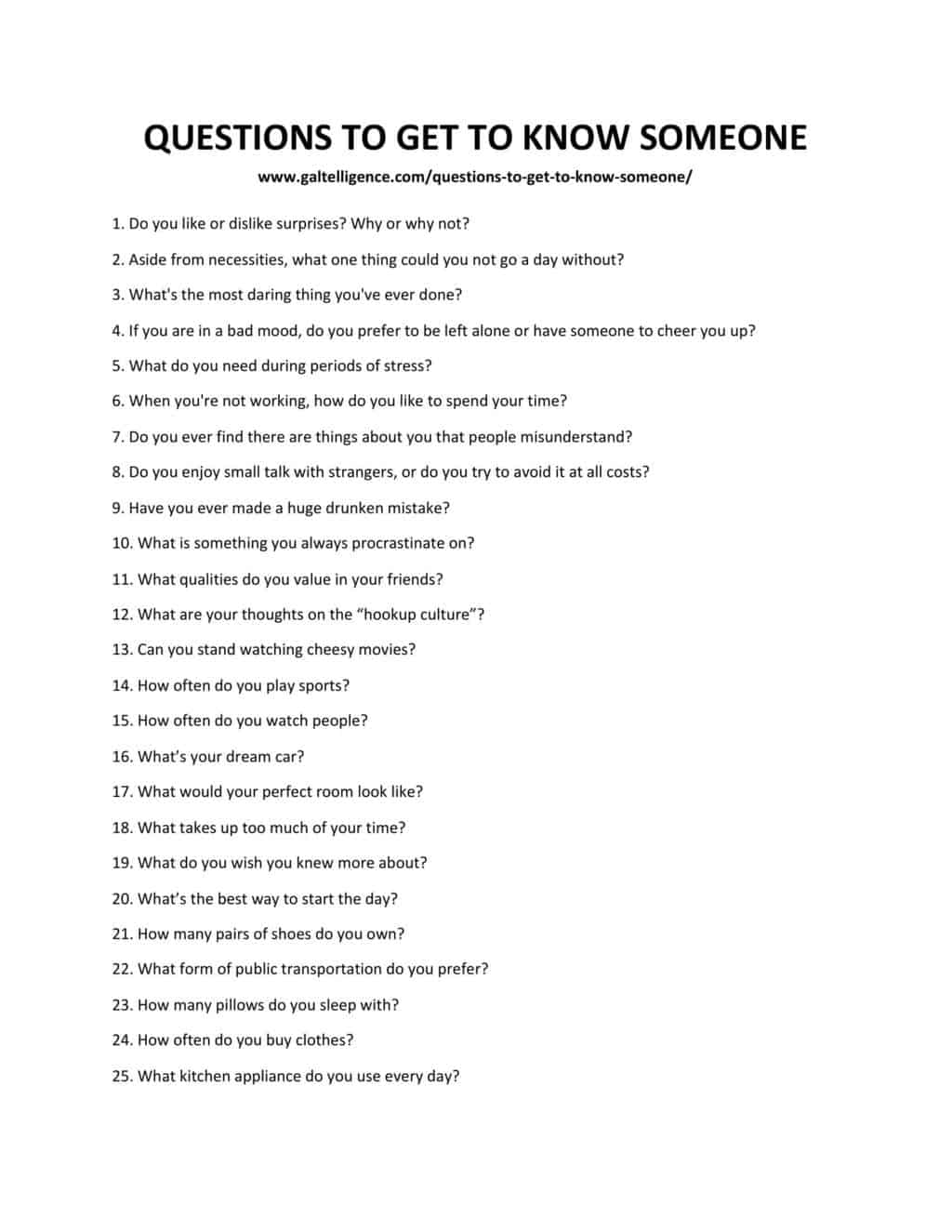 Downloadable and Printable List