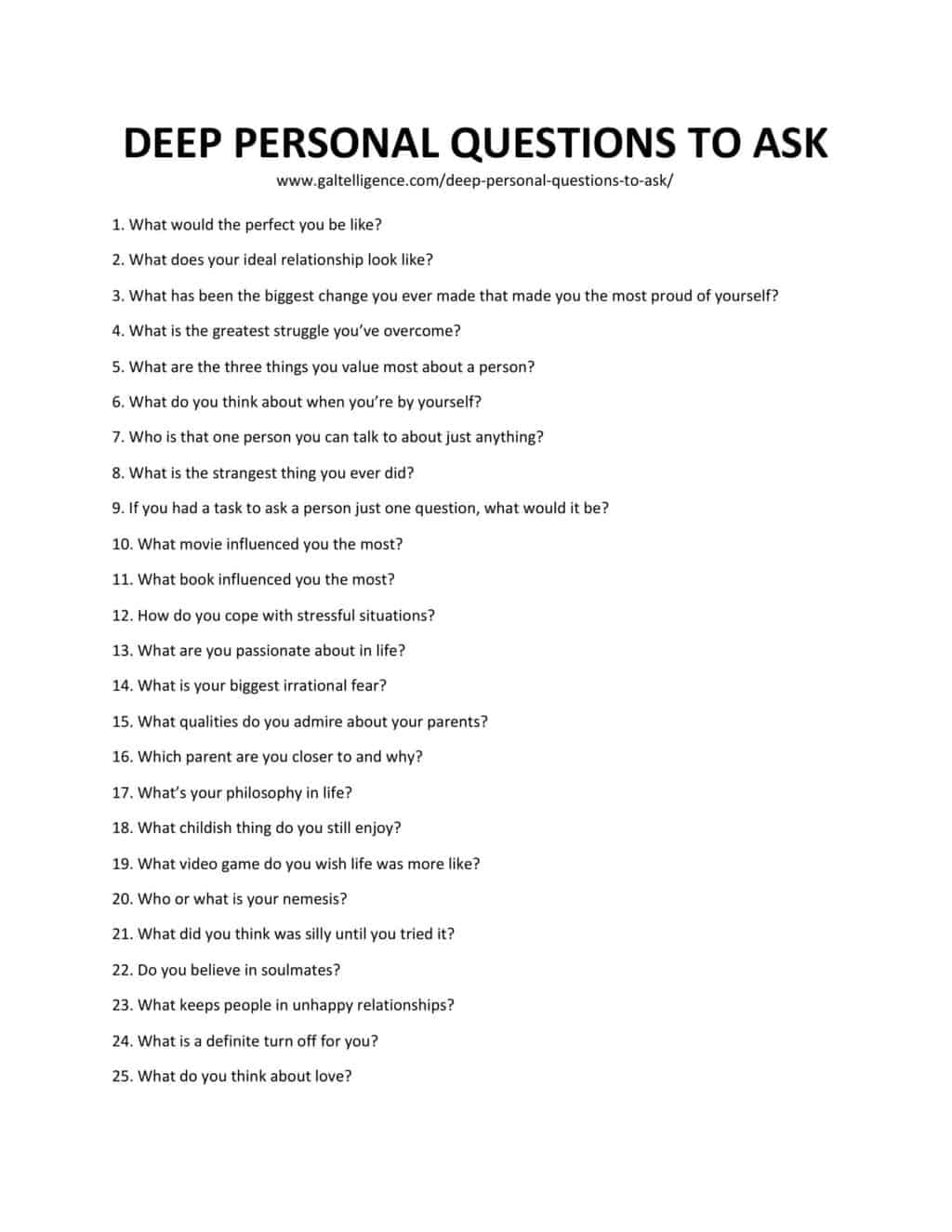Downloadable list of questions