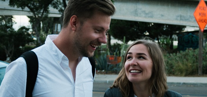 friends teasing each other while walking