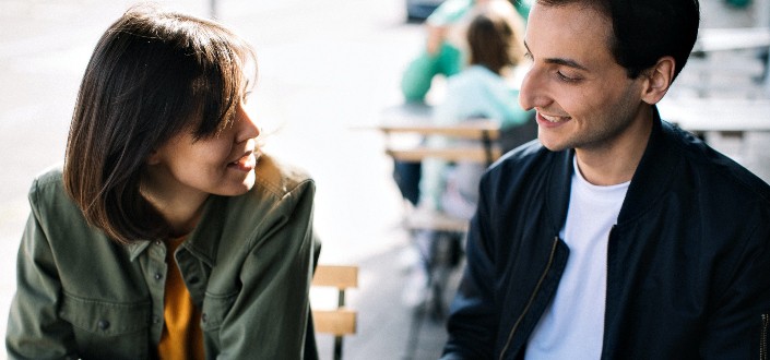 couple having coffee outside
