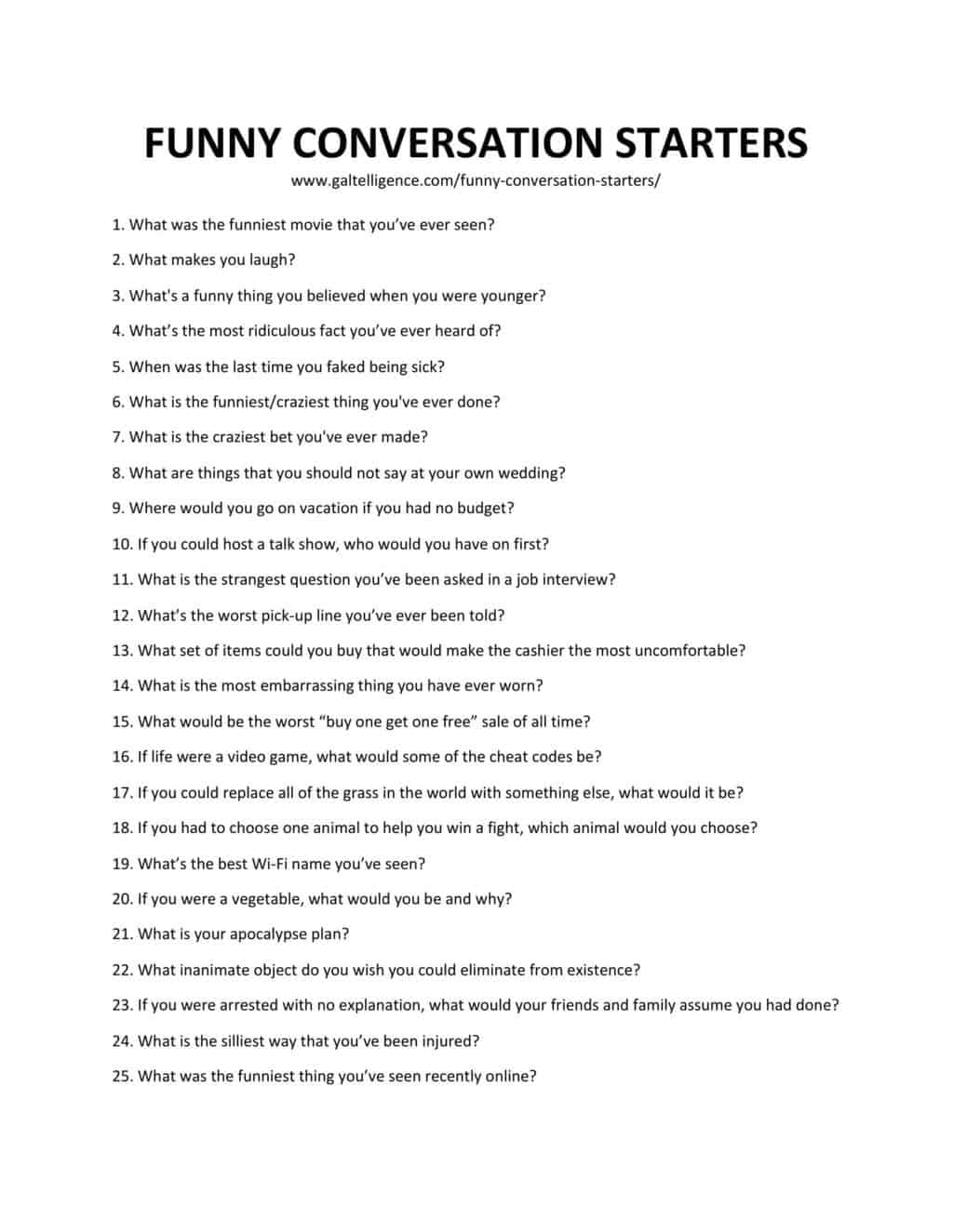 Downloadable list of conversation starters