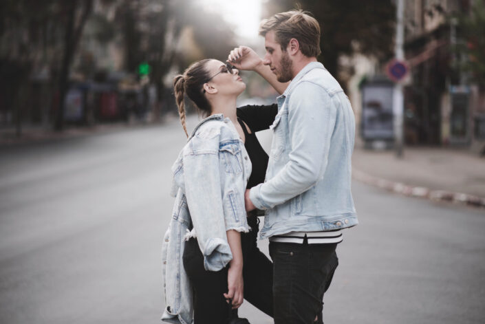 Couple looking at each other