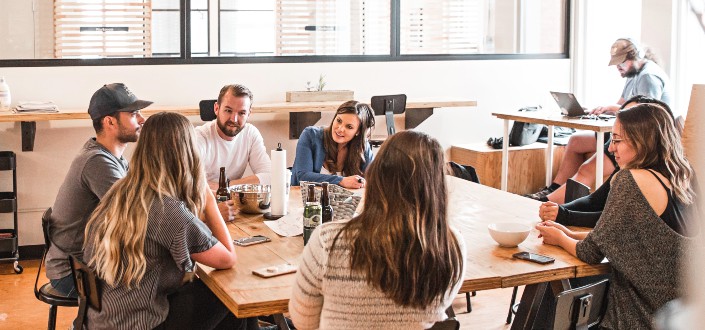 Group of people having a discussion