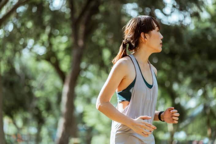 A woman jogging