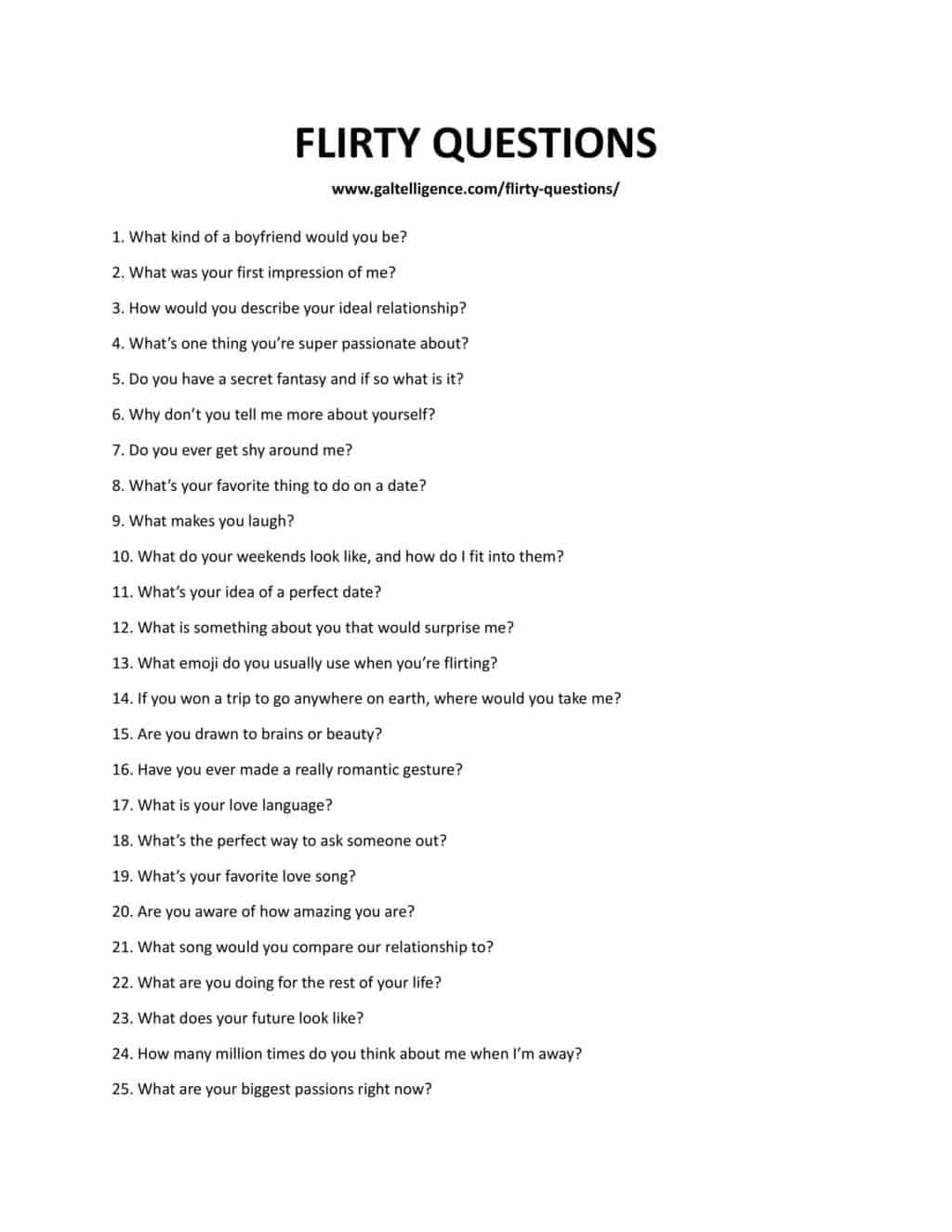 Downloadable list of questions