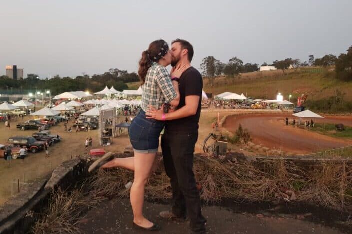couple kissing on roof top